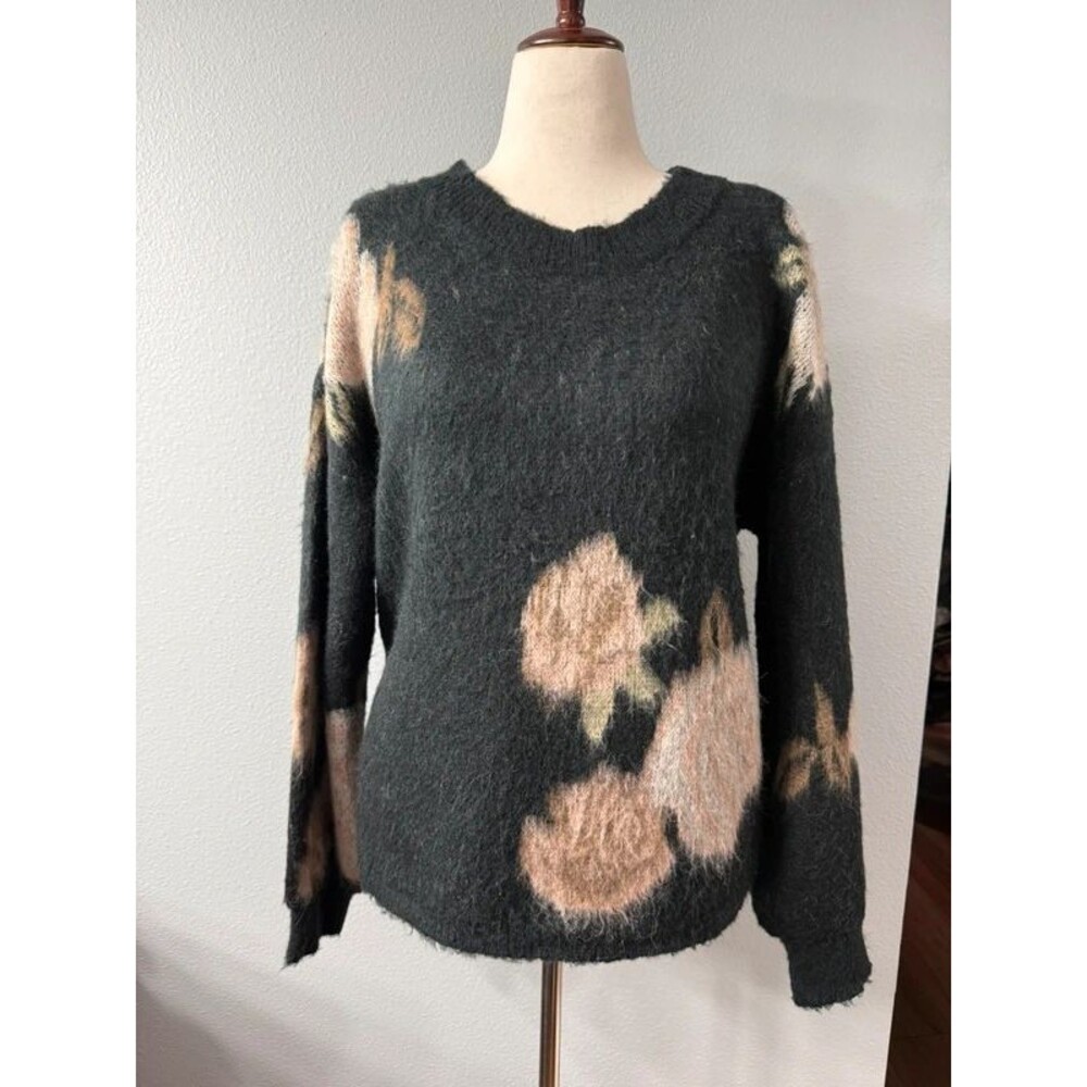 See and Be Seen Medium Mohair Wool Blend Abstract Floral Fuzzy Sweater